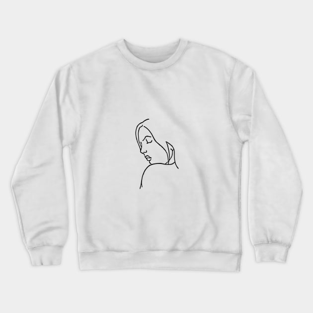 Line Drawing of Girl Crewneck Sweatshirt by xam